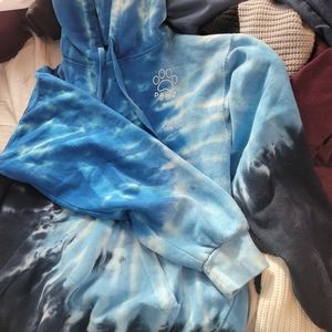 Small Pawz blue tie dye hoodie